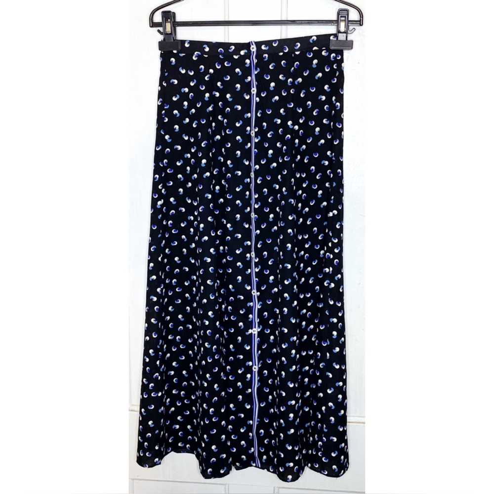 VINTAGE : Max Studio : size : XS : Y2K dot print button front stripe maxi skirt